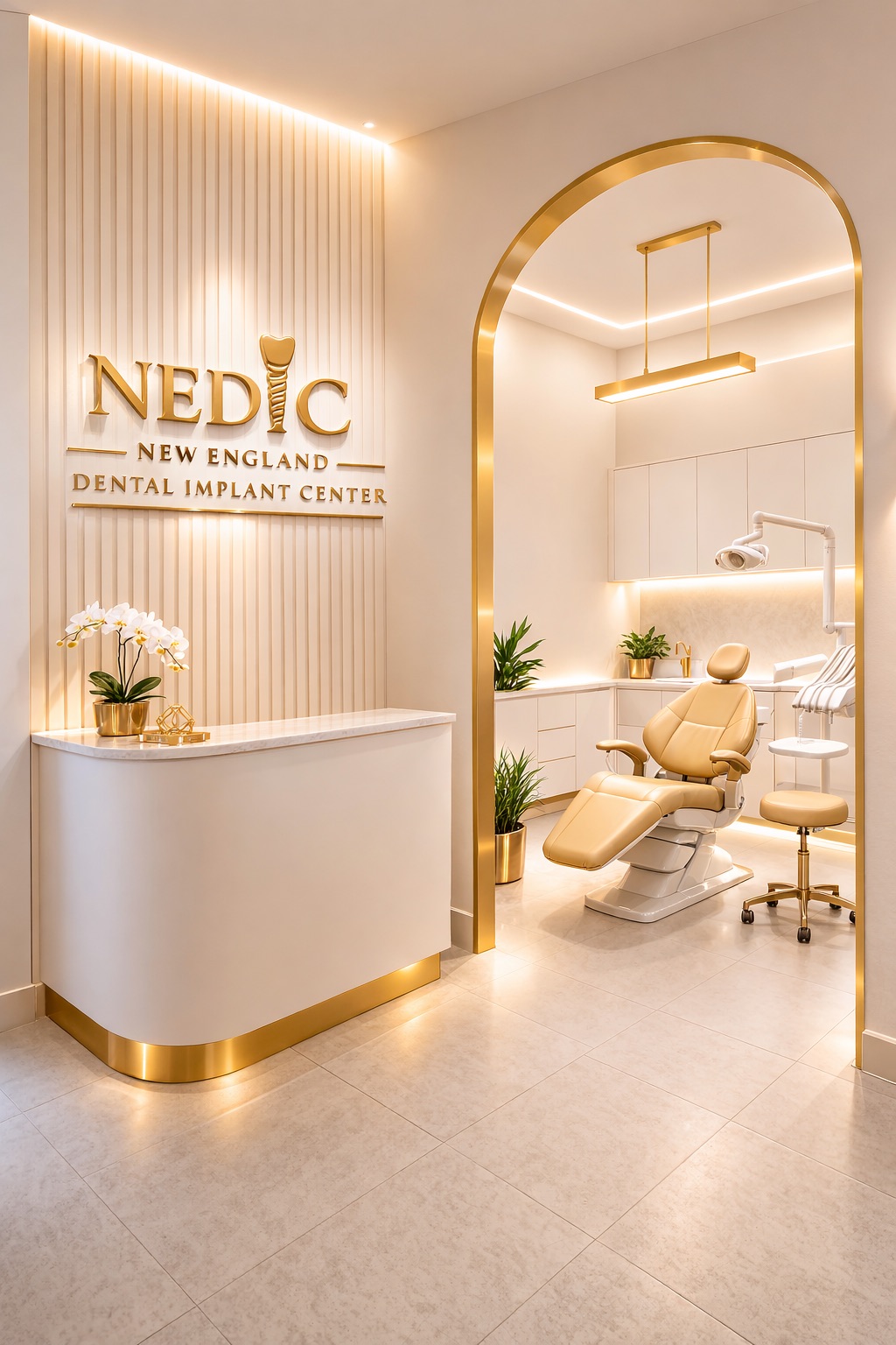 NEDIC reception with warm lighting and gold details